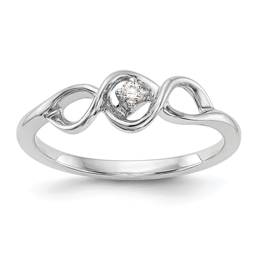 14K White Gold First Promise 1/20 Carat Round Diamond Complete Promise/Engagement Ring