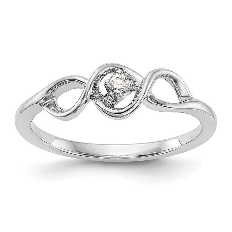14K White Gold First Promise 1/20 Carat Round Diamond Complete Promise/Engagement Ring