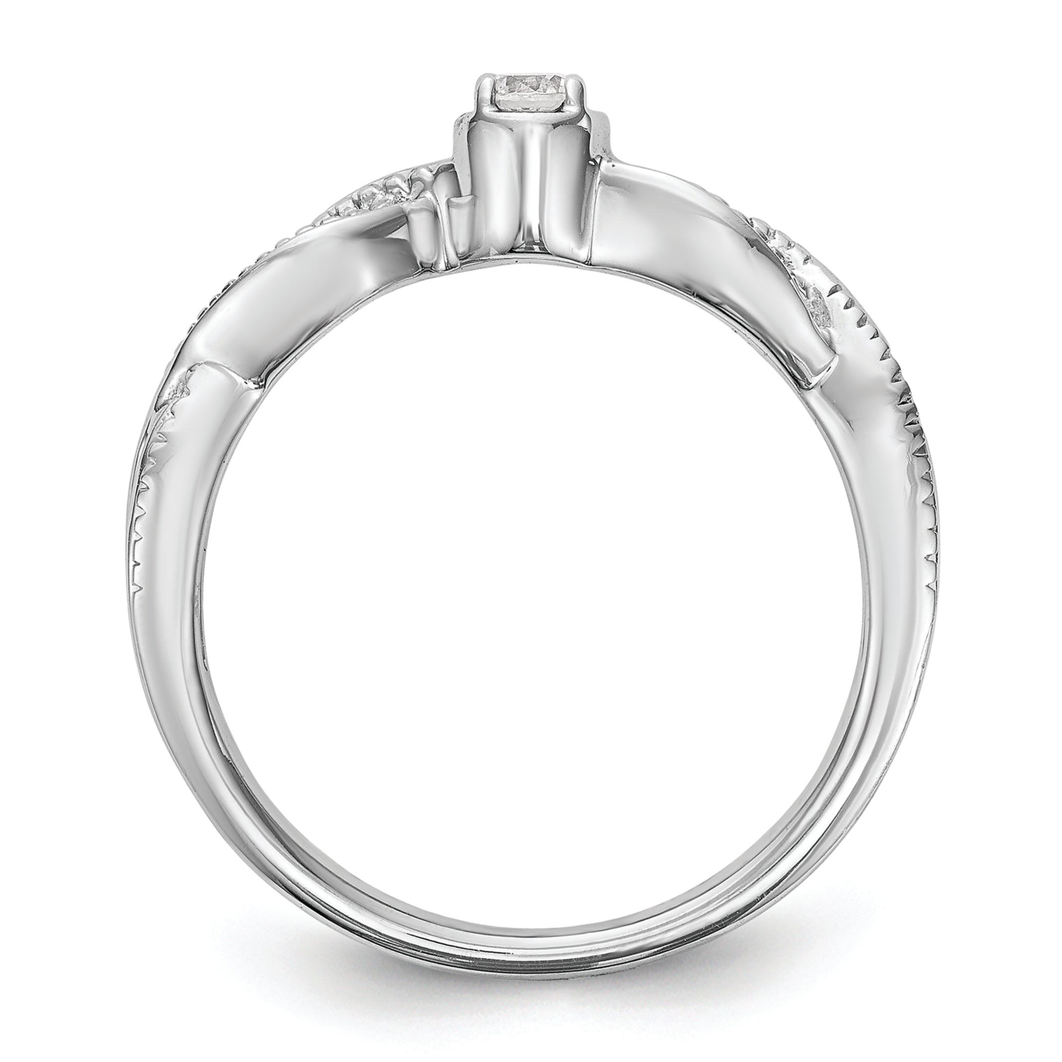 14K White Gold First Promise Criss Cross 1/10 Carat Round Diamond Complete Promise/Engagement Ring