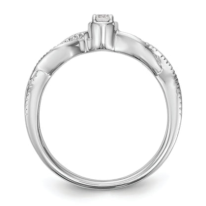 14K White Gold First Promise Criss Cross 1/10 Carat Round Diamond Complete Promise/Engagement Ring