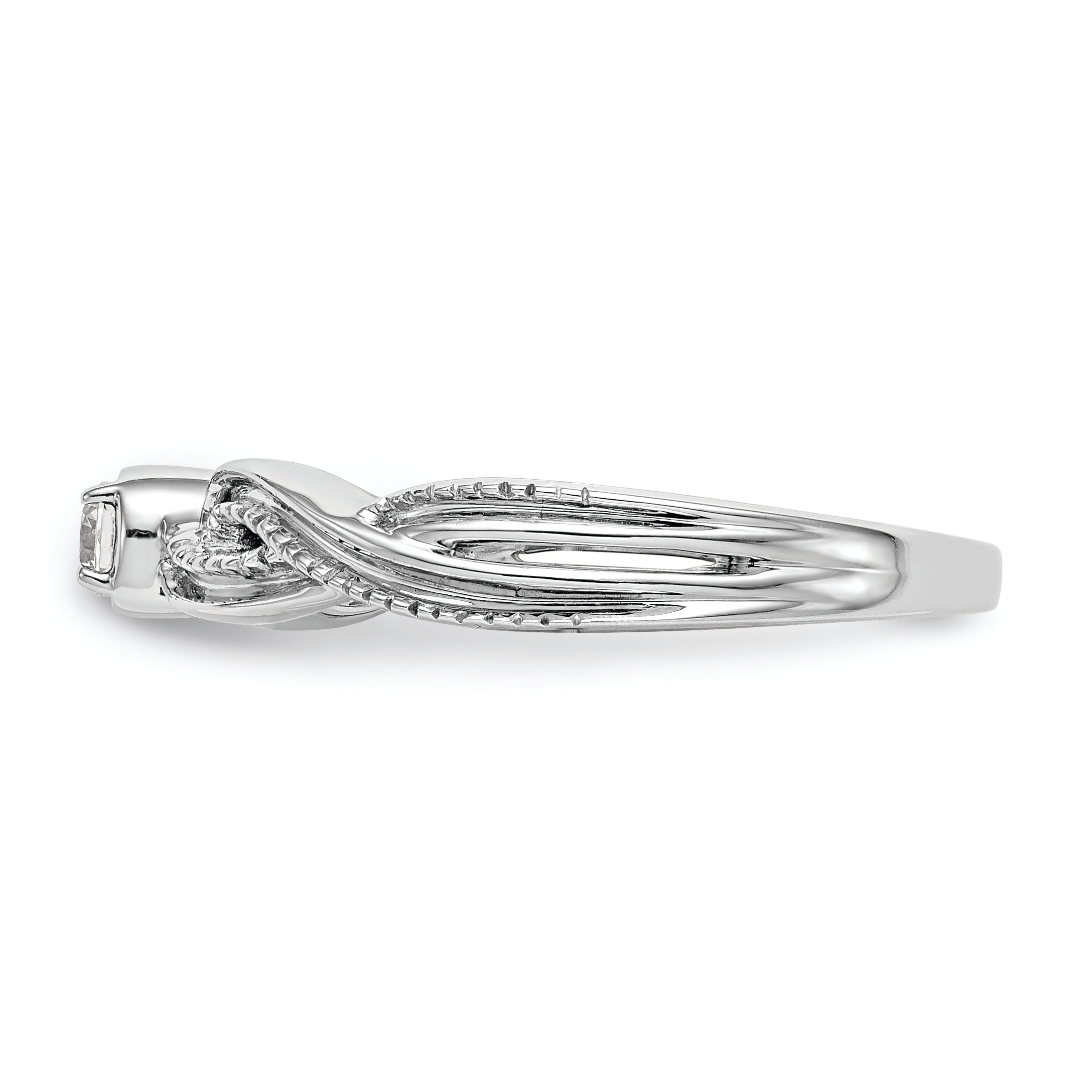 14K White Gold First Promise Criss Cross 1/10 Carat Round Diamond Complete Promise/Engagement Ring
