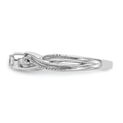14K White Gold First Promise Criss Cross 1/10 Carat Round Diamond Complete Promise/Engagement Ring