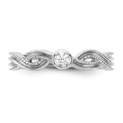 14K White Gold First Promise Criss Cross 1/10 Carat Round Diamond Complete Promise/Engagement Ring