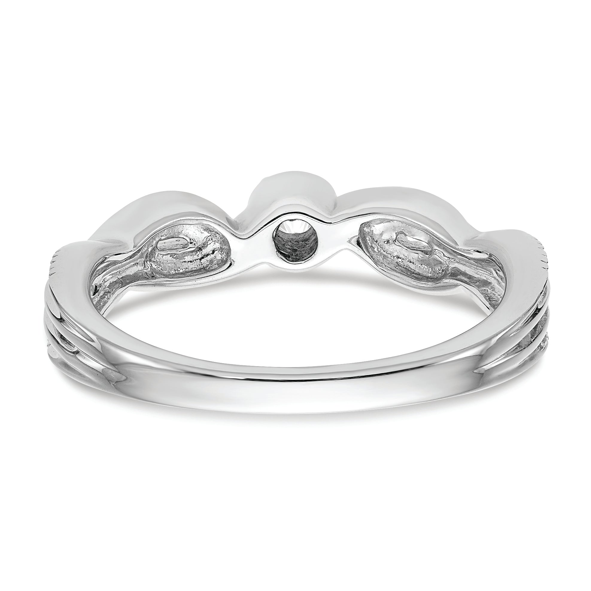 14K White Gold First Promise Criss Cross 1/10 Carat Round Diamond Complete Promise/Engagement Ring