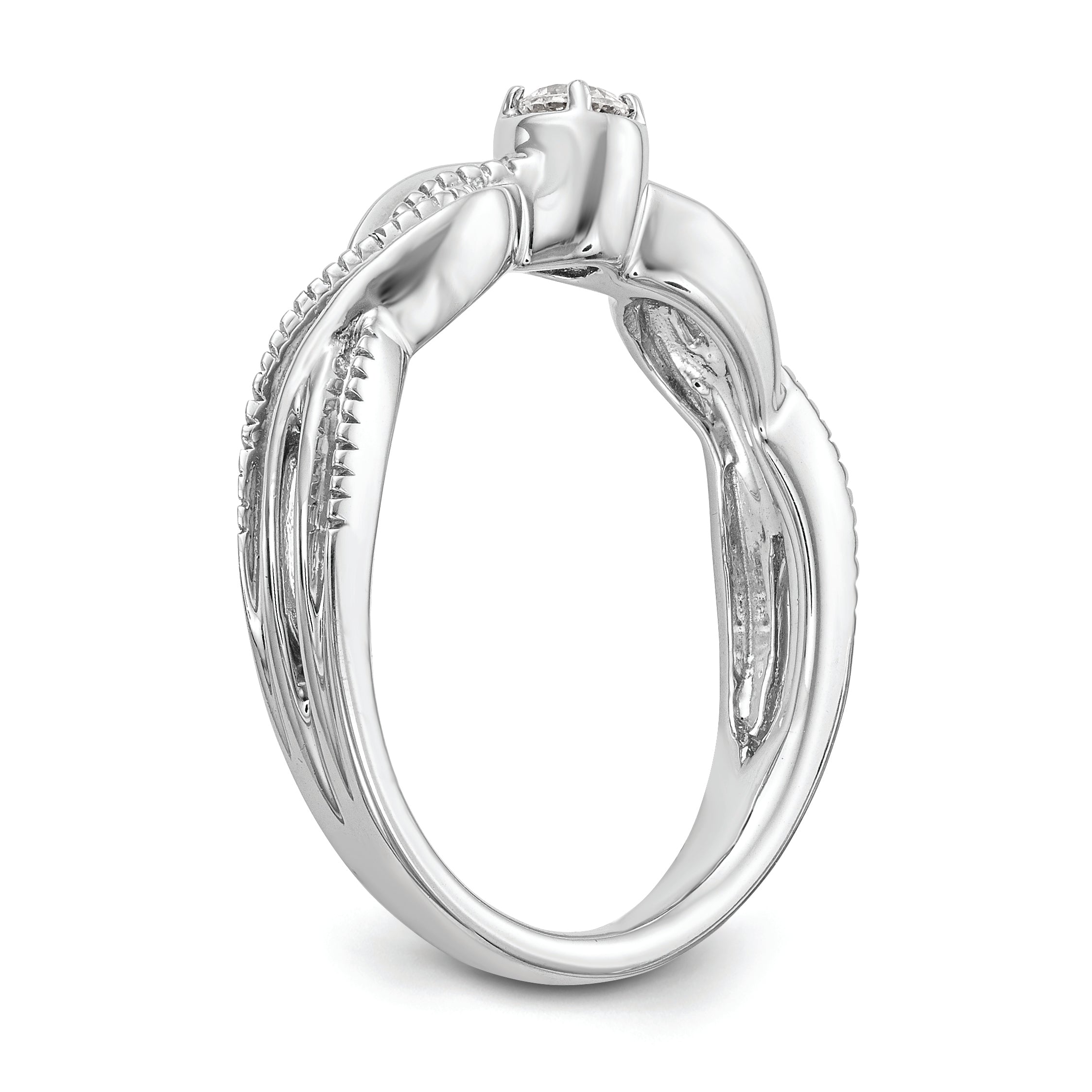 14K White Gold First Promise Criss Cross 1/10 Carat Round Diamond Complete Promise/Engagement Ring