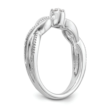 14K White Gold First Promise Criss Cross 1/10 Carat Round Diamond Complete Promise/Engagement Ring