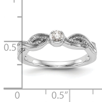 14K White Gold First Promise Criss Cross 1/10 Carat Round Diamond Complete Promise/Engagement Ring