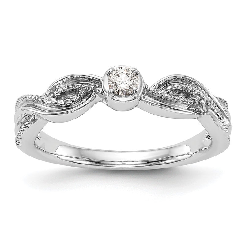 14K White Gold First Promise Criss Cross 1/10 Carat Round Diamond Complete Promise/Engagement Ring