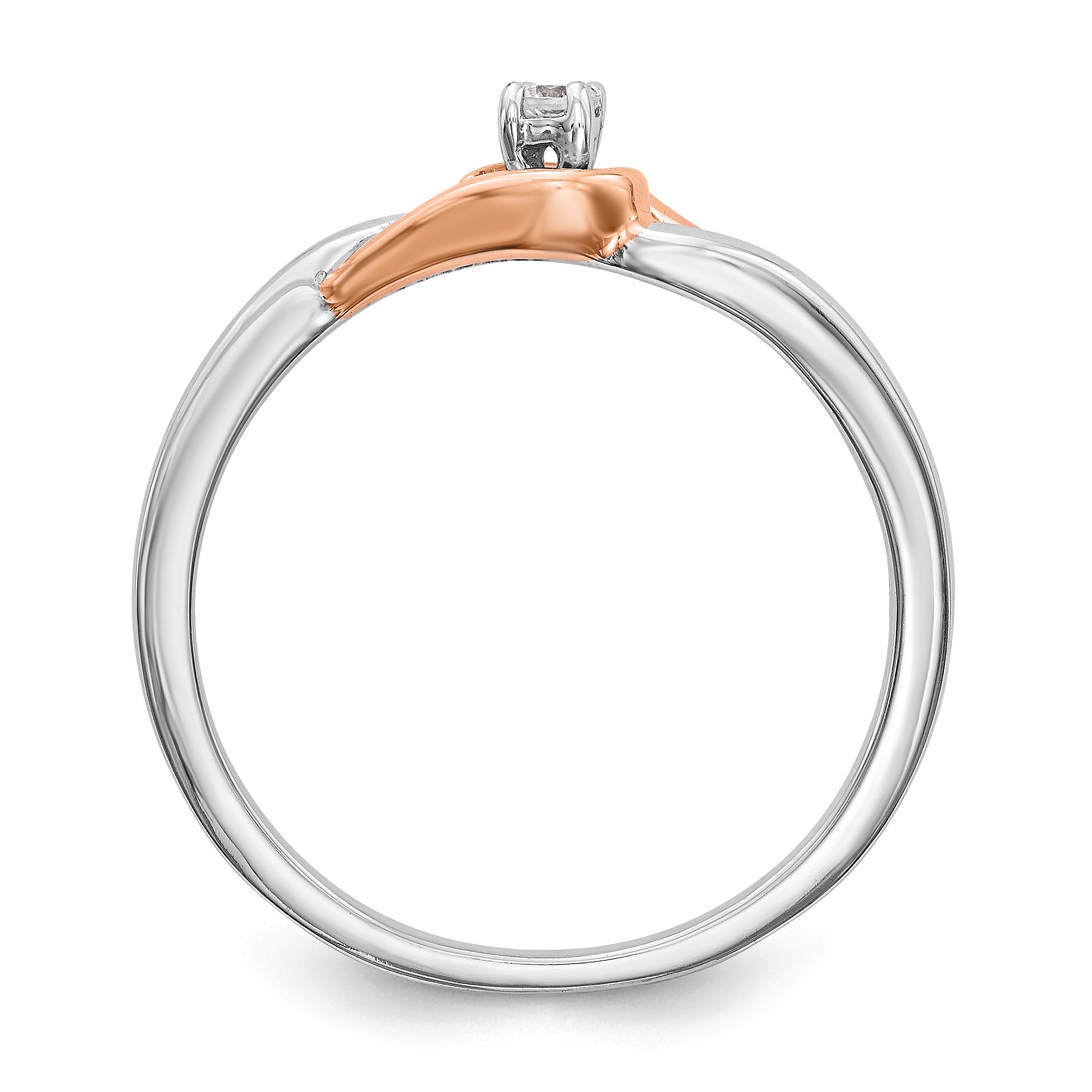 14K Two Tone First Promise White And Rose Gold 1/20 Carat Round Diamond Complete Promise/Engagement Ring