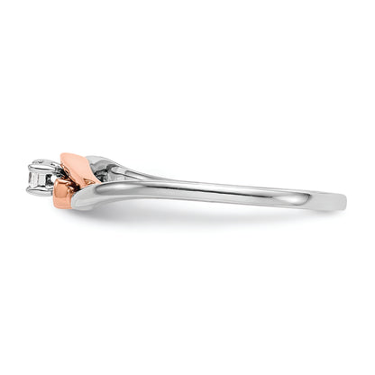 14K Two Tone First Promise White And Rose Gold 1/20 Carat Round Diamond Complete Promise/Engagement Ring