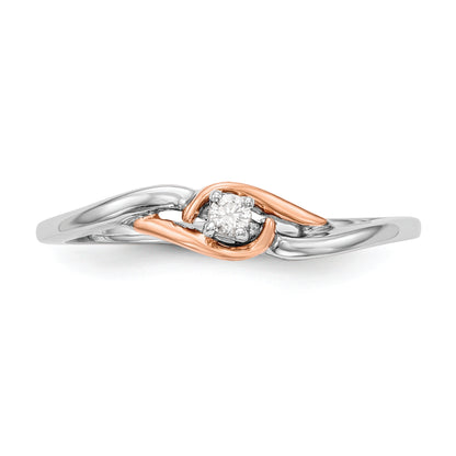 14K Two Tone First Promise White And Rose Gold 1/20 Carat Round Diamond Complete Promise/Engagement Ring