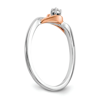 14K Two Tone First Promise White And Rose Gold 1/20 Carat Round Diamond Complete Promise/Engagement Ring