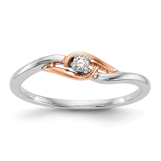 14K Two Tone First Promise White And Rose Gold 1/20 Carat Round Diamond Complete Promise/Engagement Ring