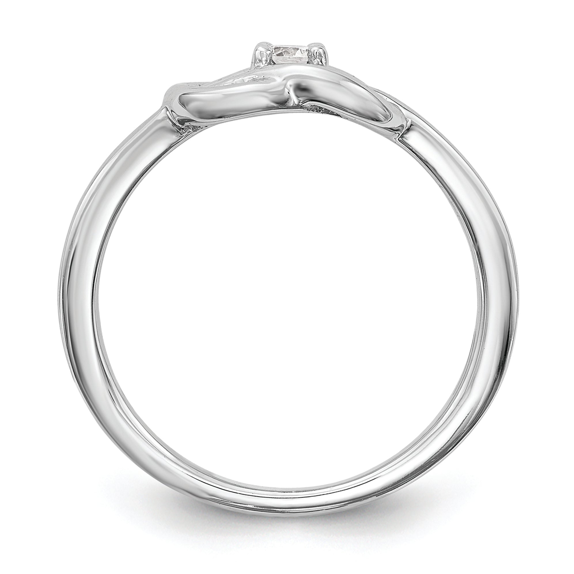 14K White Gold First Promise Love Knot 1/8 Carat Round Diamond Complete Promise/Engagement Ring