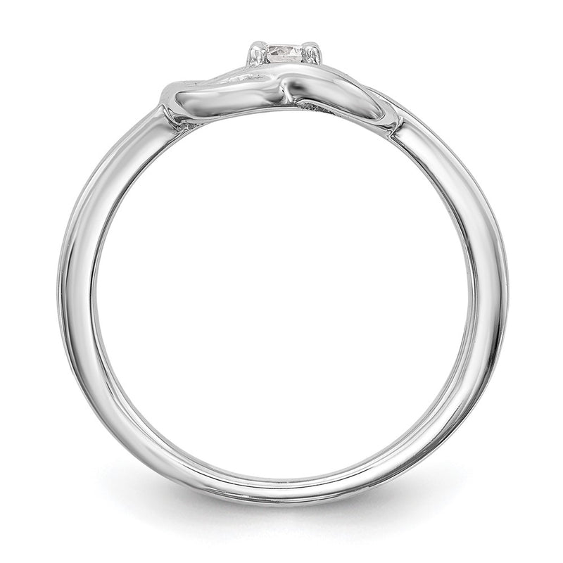 14K White Gold First Promise Love Knot 1/8 Carat Round Diamond Complete Promise/Engagement Ring