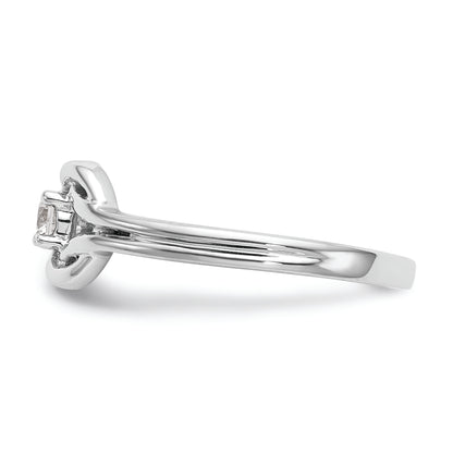 14K White Gold First Promise Love Knot 1/8 Carat Round Diamond Complete Promise/Engagement Ring
