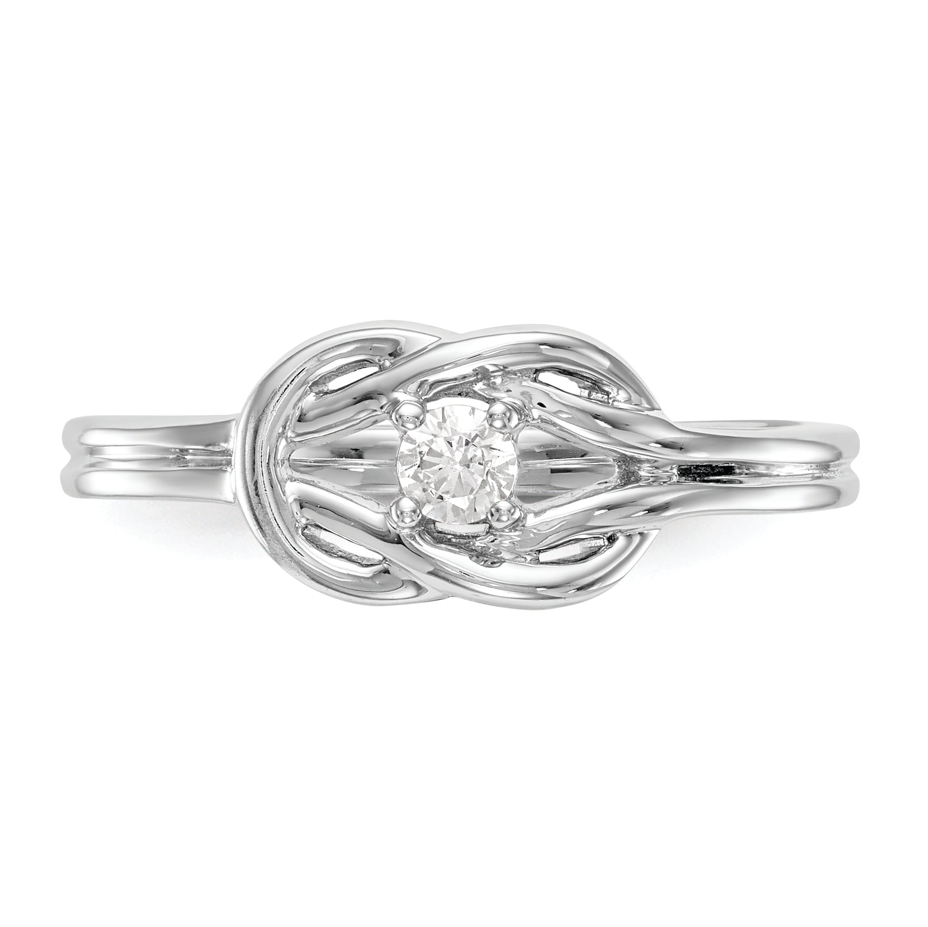 14K White Gold First Promise Love Knot 1/8 Carat Round Diamond Complete Promise/Engagement Ring
