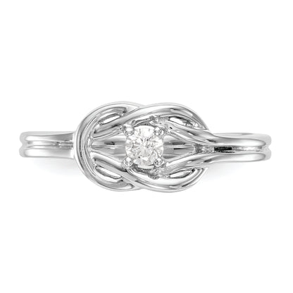 14K White Gold First Promise Love Knot 1/8 Carat Round Diamond Complete Promise/Engagement Ring
