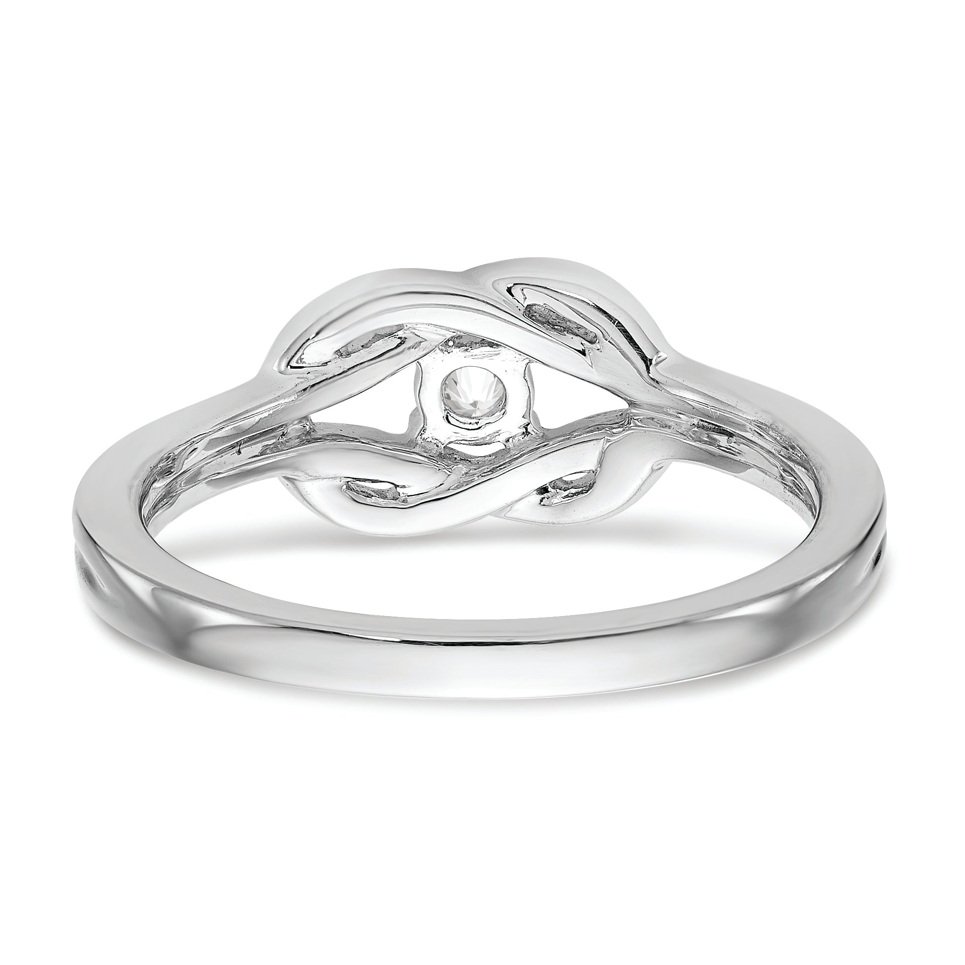 14K White Gold First Promise Love Knot 1/8 Carat Round Diamond Complete Promise/Engagement Ring