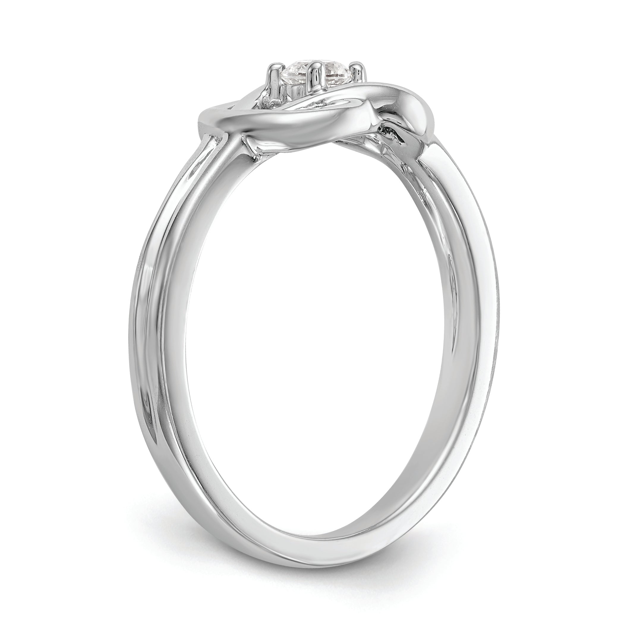 14K White Gold First Promise Love Knot 1/8 Carat Round Diamond Complete Promise/Engagement Ring