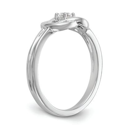 14K White Gold First Promise Love Knot 1/8 Carat Round Diamond Complete Promise/Engagement Ring