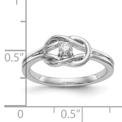 14K White Gold First Promise Love Knot 1/8 Carat Round Diamond Complete Promise/Engagement Ring