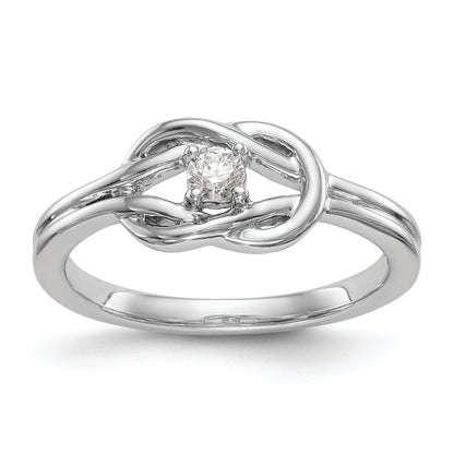 14K White Gold First Promise Love Knot 1/8 Carat Round Diamond Complete Promise/Engagement Ring