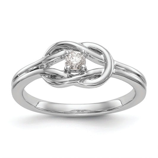 14K White Gold First Promise Love Knot 1/8 Carat Round Diamond Complete Promise/Engagement Ring