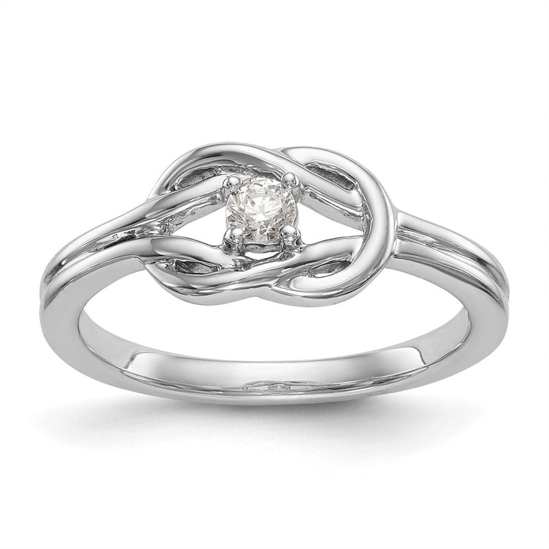 14K White Gold First Promise Love Knot 1/8 Carat Round Diamond Complete Promise/Engagement Ring