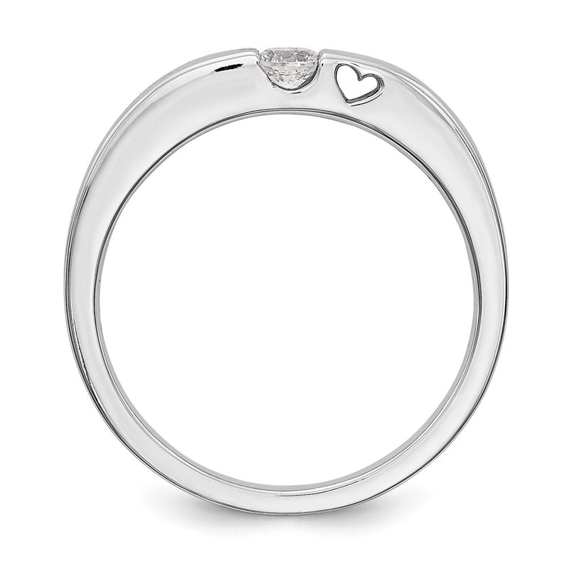 14K White Gold First Promise Heart Shank 1/10 Carat Round Diamond Complete Promise/Engagement Ring