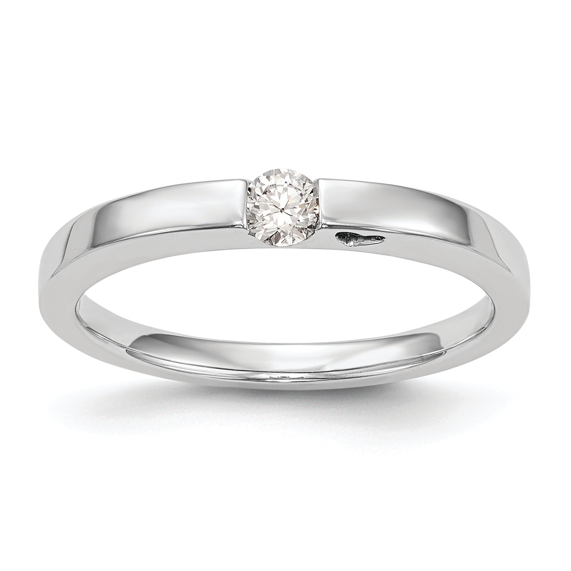14K White Gold First Promise Heart Shank 1/10 Carat Round Diamond Complete Promise/Engagement Ring