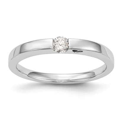 14K White Gold First Promise Heart Shank 1/10 Carat Round Diamond Complete Promise/Engagement Ring