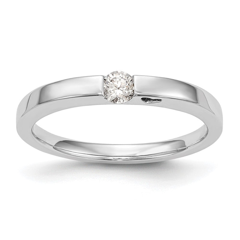 14K White Gold First Promise Heart Shank 1/10 Carat Round Diamond Complete Promise/Engagement Ring
