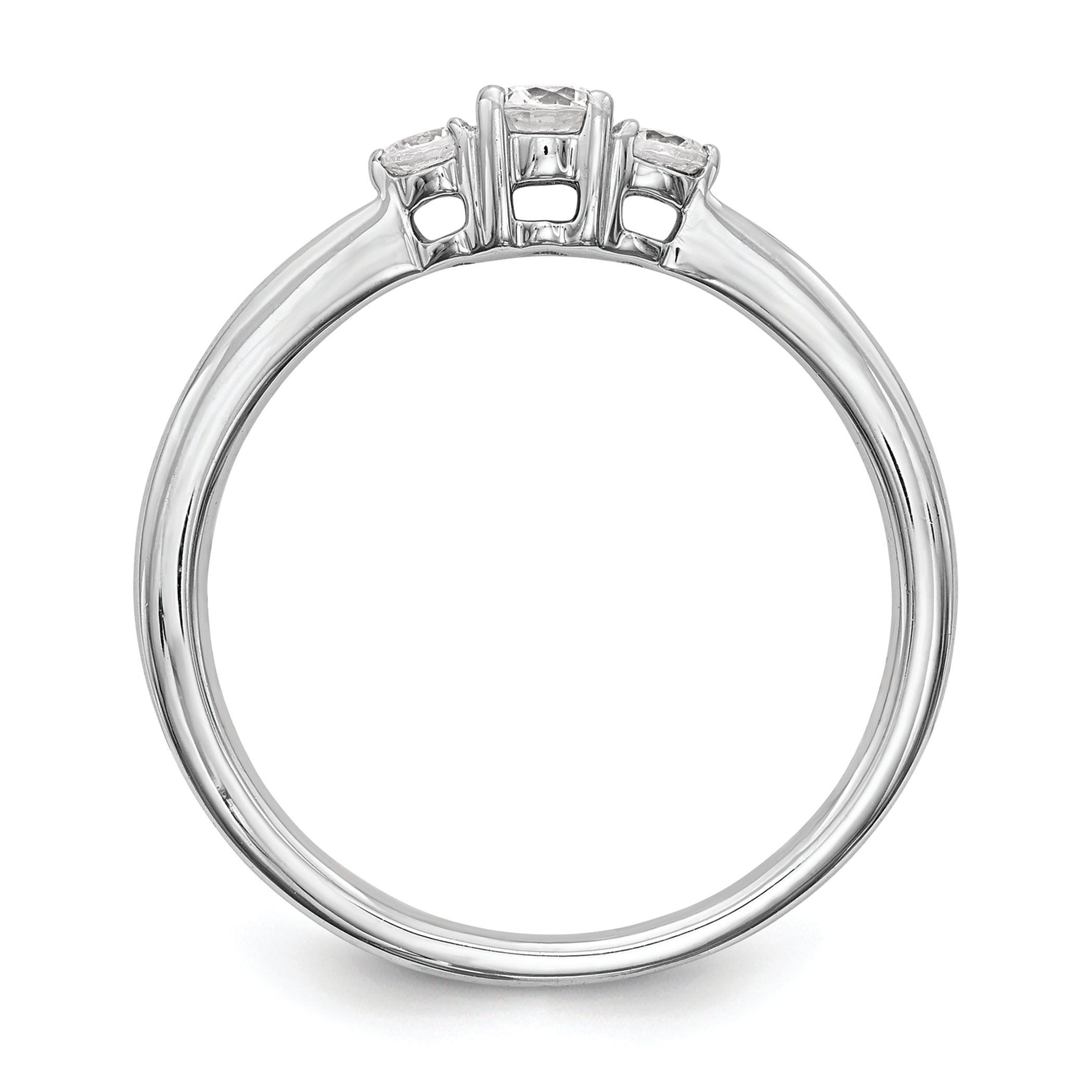 14K White Gold First Promise 3 Stone 1/4 Carat Round Diamond Complete Promise/Engagement Ring