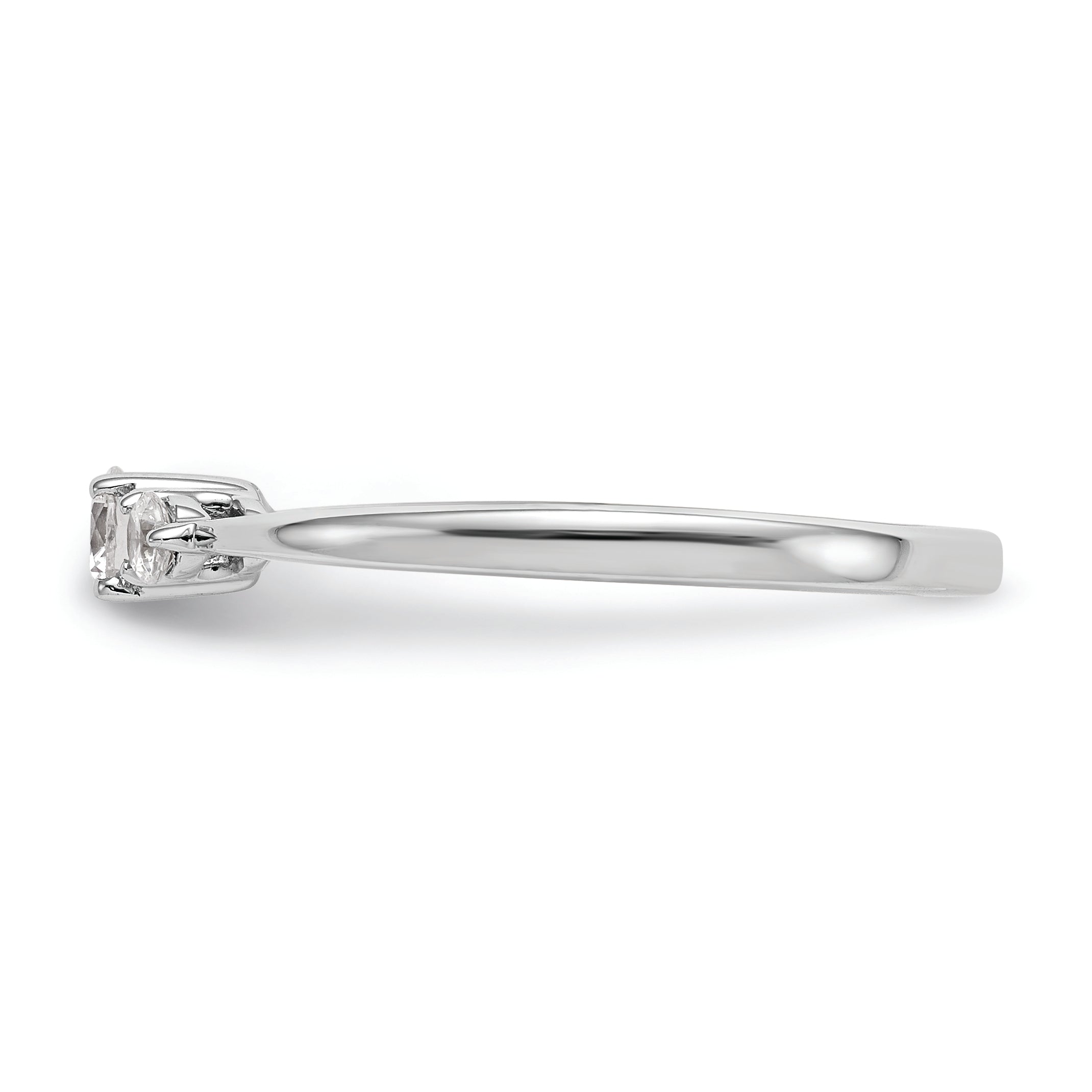 14K White Gold First Promise 3 Stone 1/4 Carat Round Diamond Complete Promise/Engagement Ring