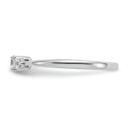 14K White Gold First Promise 3 Stone 1/4 Carat Round Diamond Complete Promise/Engagement Ring