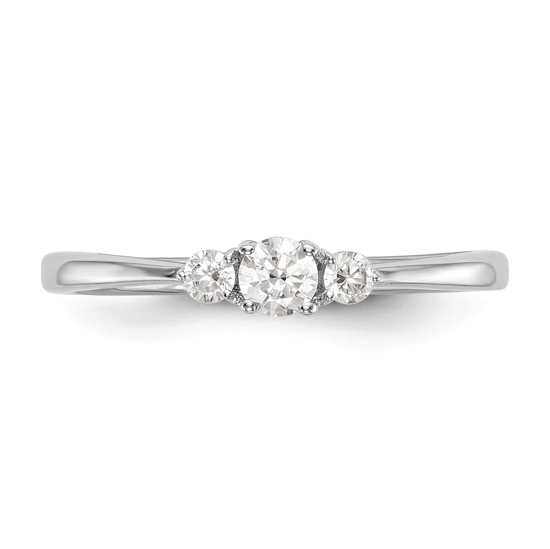 14K White Gold First Promise 3 Stone 1/4 Carat Round Diamond Complete Promise/Engagement Ring