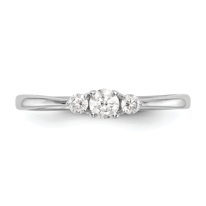 14K White Gold First Promise 3 Stone 1/4 Carat Round Diamond Complete Promise/Engagement Ring