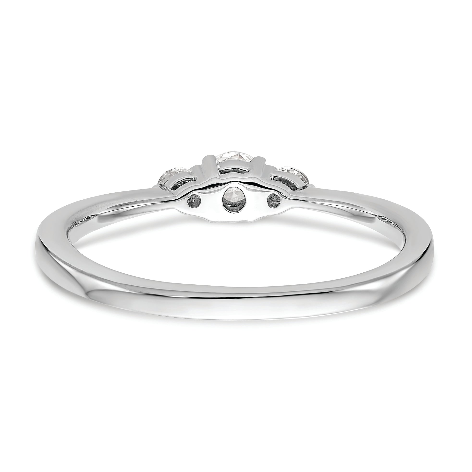 14K White Gold First Promise 3 Stone 1/4 Carat Round Diamond Complete Promise/Engagement Ring