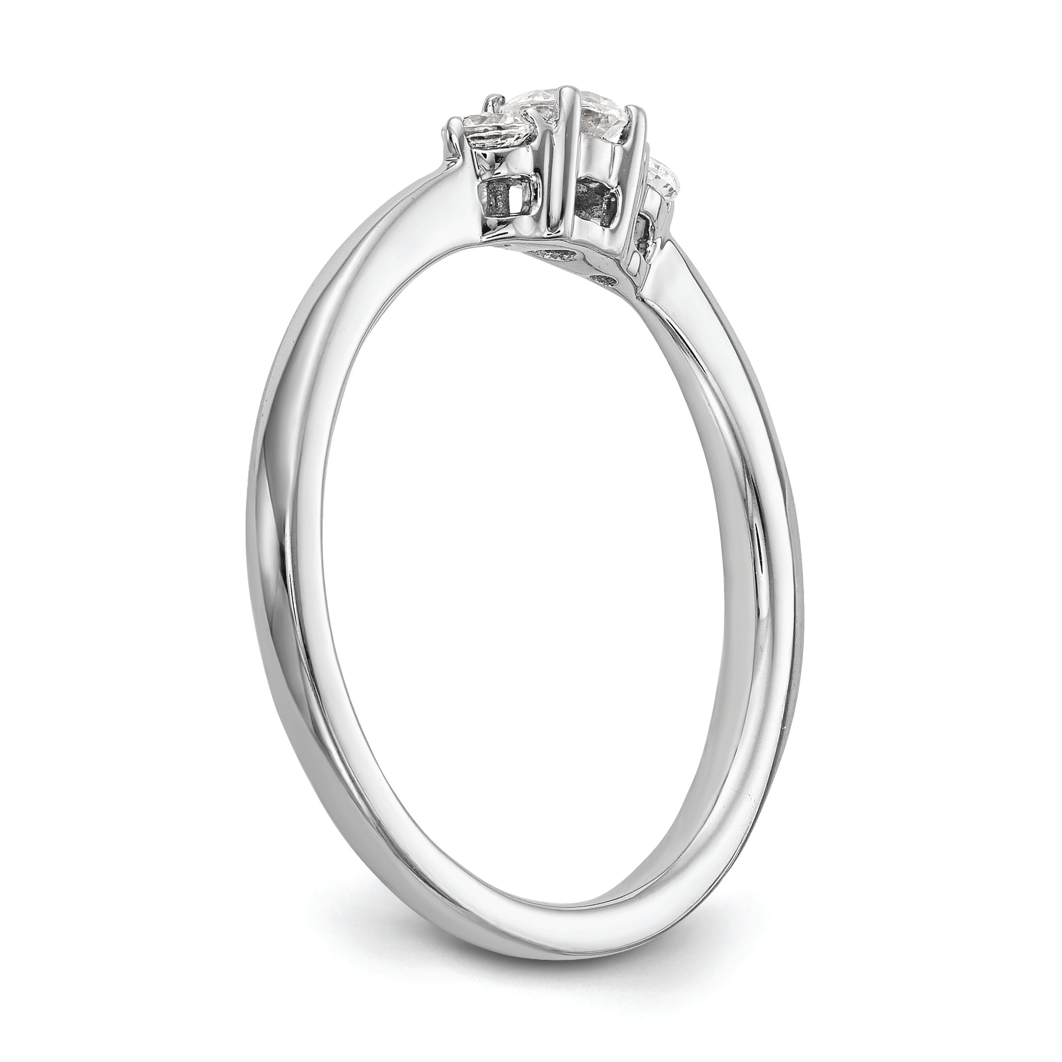 14K White Gold First Promise 3 Stone 1/4 Carat Round Diamond Complete Promise/Engagement Ring
