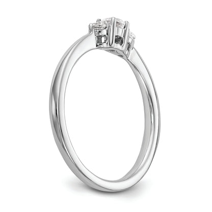 14K White Gold First Promise 3 Stone 1/4 Carat Round Diamond Complete Promise/Engagement Ring