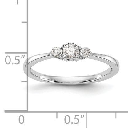 14K White Gold First Promise 3 Stone 1/4 Carat Round Diamond Complete Promise/Engagement Ring