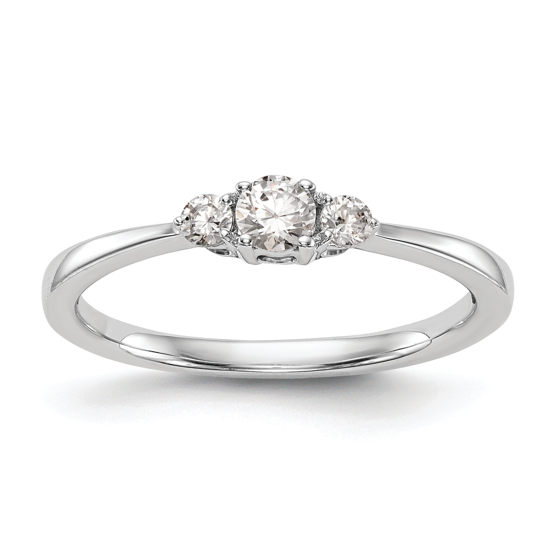 14K White Gold First Promise 3 Stone 1/4 Carat Round Diamond Complete Promise/Engagement Ring