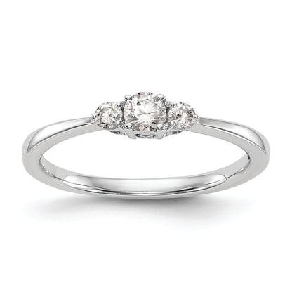 14K White Gold First Promise 3 Stone 1/4 Carat Round Diamond Complete Promise/Engagement Ring