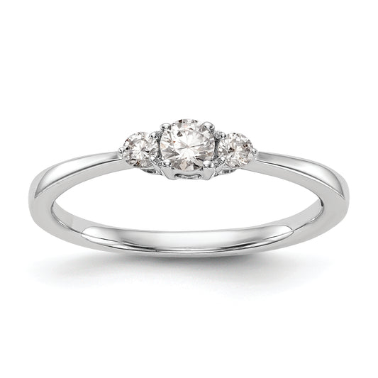 14K White Gold First Promise 3 Stone 1/4 Carat Round Diamond Complete Promise/Engagement Ring