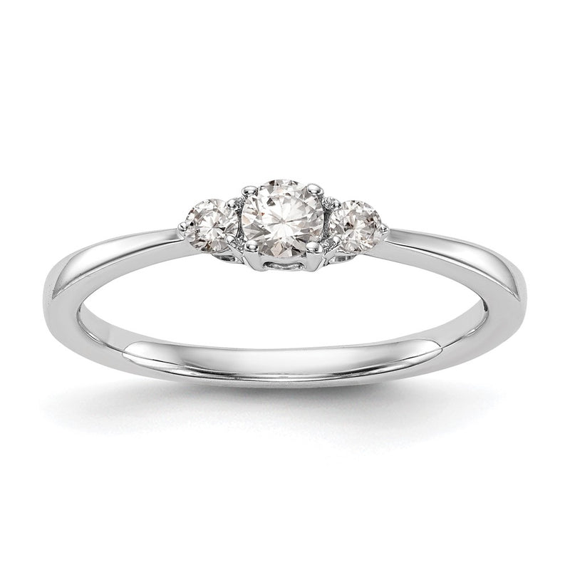 14K White Gold First Promise 3 Stone 1/4 Carat Round Diamond Complete Promise/Engagement Ring