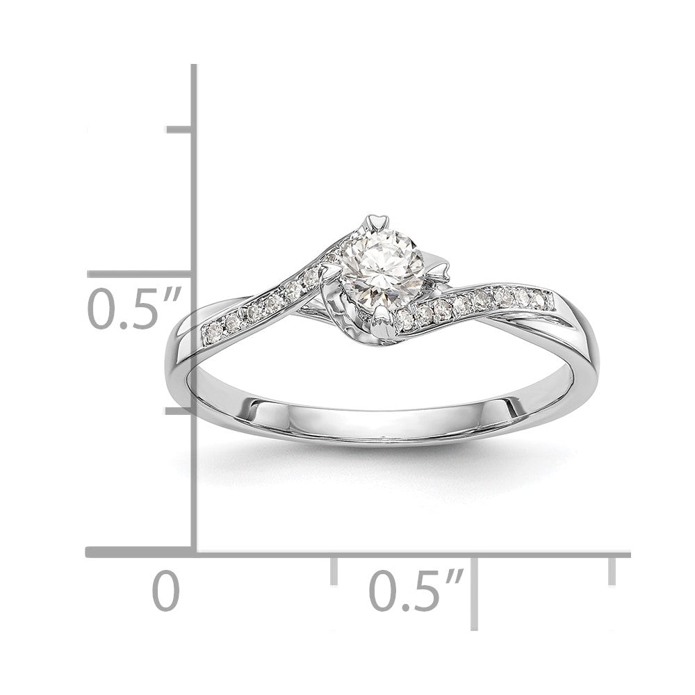 10K White Gold (Holds 1/4 Carat (4.1mm) Round Center) 1/20 Diamond Semi Mount Promise/Engagement Ring