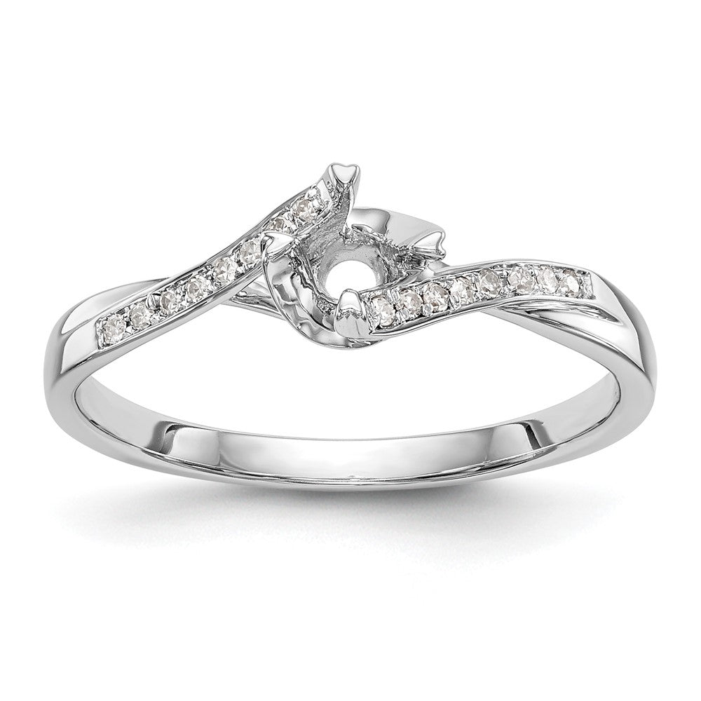 10K White Gold (Holds 1/4 Carat (4.1mm) Round Center) 1/20 Diamond Semi Mount Promise/Engagement Ring