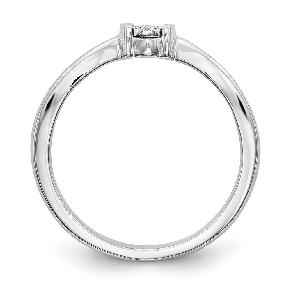 14K White Gold First Promise Cluster .03 Carat Round Diamond Complete Promise/Engagement Ring