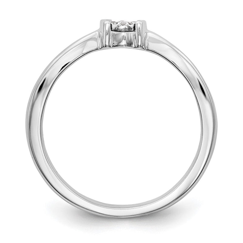 14K White Gold First Promise Cluster .03 Carat Round Diamond Complete Promise/Engagement Ring